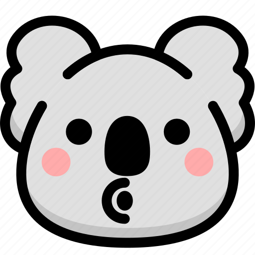 Blowing, emoji, emotion, expression, face, feeling, koala icon - Download on Iconfinder