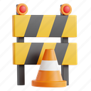 barrier, 3d icon, 3d illustration, 3d render, roadblock, safety, warning, stop 