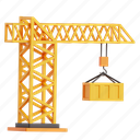crane, 3d icon, 3d illustration, 3d render, construction, building, lift, heavy 