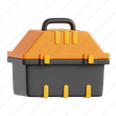 toolbox, 3d icon, 3d illustration, 3d render, tools, storage, organization, diy 