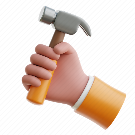 Hand, hammer, tool, construction, gesture 3D illustration - Download on Iconfinder
