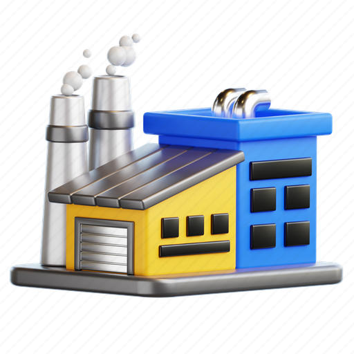 Factory, industry, production, industrial, building, manufacturing, construction 3D illustration - Download on Iconfinder