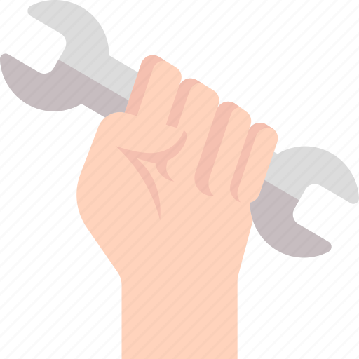 Hand gesture, labor day, mechanic, protest, worker, wrench icon - Download on Iconfinder