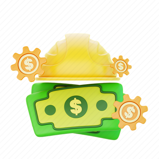 Payment, money, salary, cash, helmet, employee, project 3D illustration - Download on Iconfinder