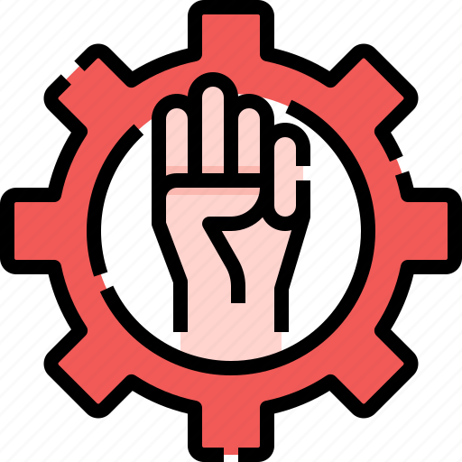 Hand, labour, gear, gesture, tools, engineer icon - Download on Iconfinder