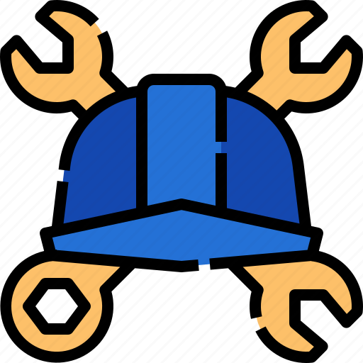 Helmet, wrench, construction, tools, engineer icon - Download on Iconfinder