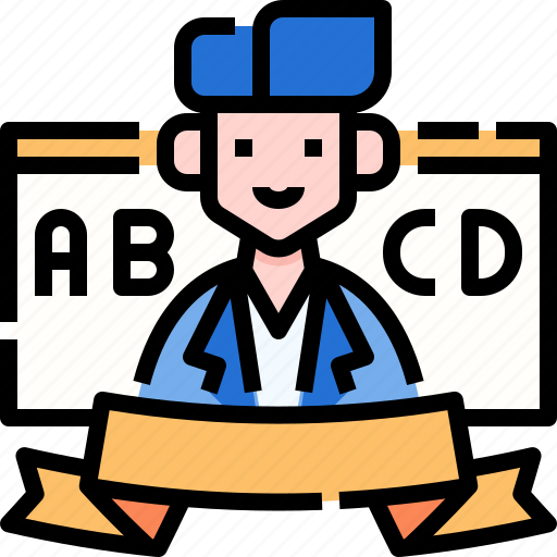 Teacher, worker, labour, people, ribbon, banner, career icon - Download on Iconfinder