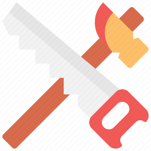 Hand, tools, construction, saw, hammer icon - Download on Iconfinder
