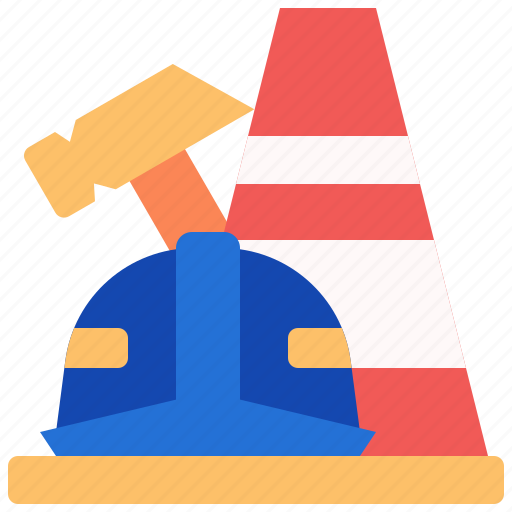 Helmet, construction, tools, traffic, cones, hammer icon - Download on Iconfinder