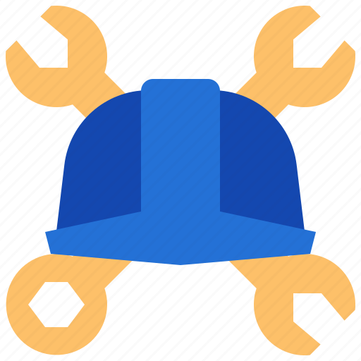 Helmet, wrench, construction, tools, engineer icon - Download on Iconfinder