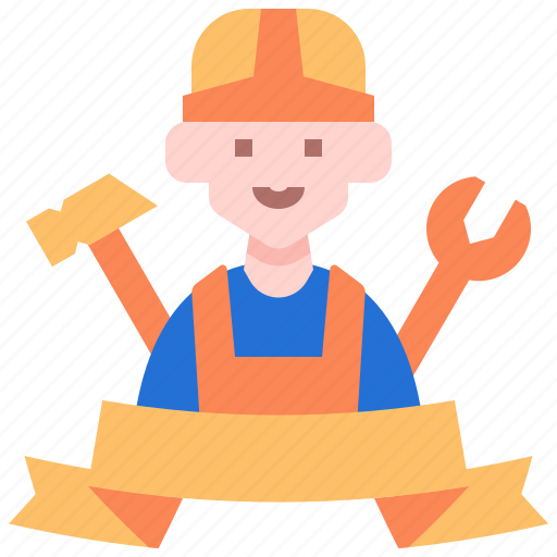 Mechanic, worker, labour, people, ribbon, banner, career icon - Download on Iconfinder