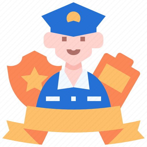 Police, worker, labour, people, ribbon, banner, career icon - Download on Iconfinder
