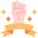 rise, hand, labour, gesture, ribbon, banner