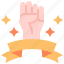 rise, hand, labour, gesture, ribbon, banner 