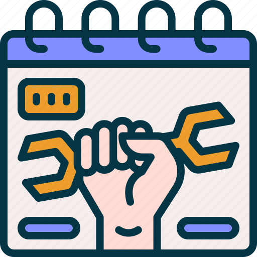 Labor, calendar, hand, wrench icon - Download on Iconfinder