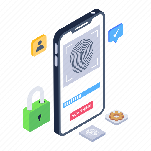 Mobile fingerprint, biometric, biometric app, mobile fingermark, thumbprint icon - Download on Iconfinder