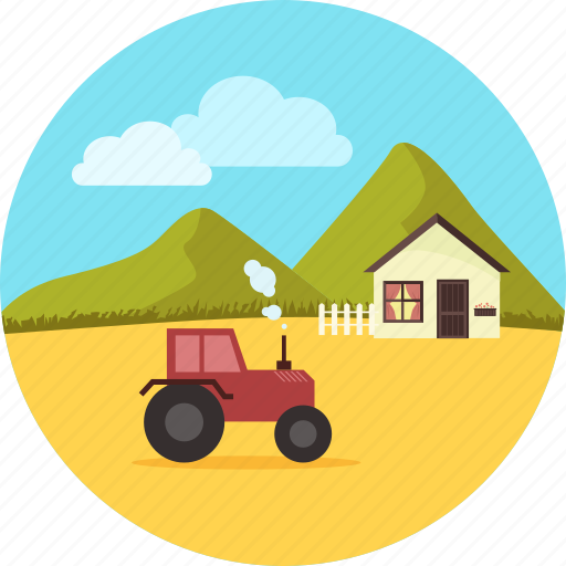Farm, agriculture, blue sky, eco, farming, tractor, village icon - Download on Iconfinder