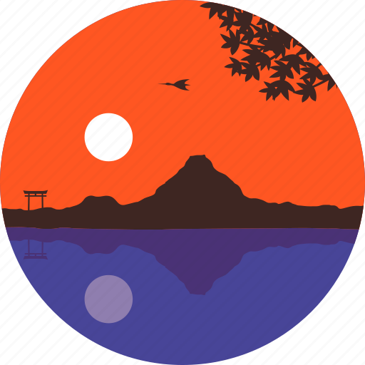 Japan, landscape, lake, mountain, nature, sky, sunset icon - Download on Iconfinder