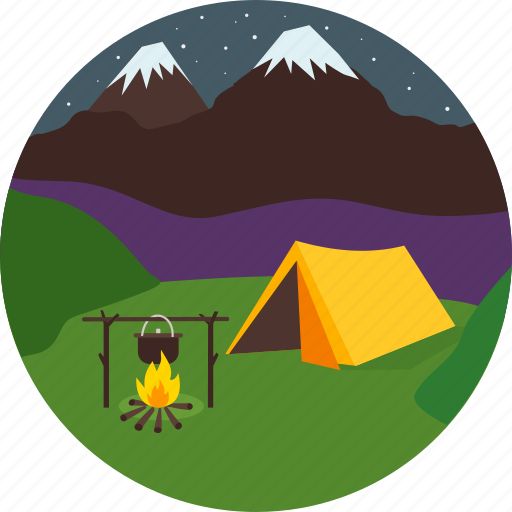 Camping, night, mountains, snow, starlit sky, tent icon - Download on Iconfinder