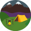 camping, night, mountains, snow, starlit sky, tent 