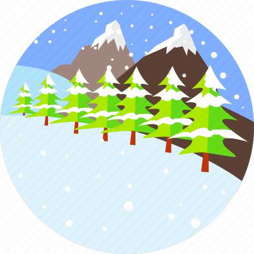 Mountain, snow, christmas, firs, snowflake, snowing, winter icon - Download on Iconfinder