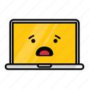 emoji, emoticon, laptop, mac, macbook, pc, worried 