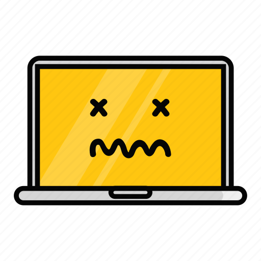 Dead, emoji, emoticon, error, laptop, macbook, stuck icon - Download on Iconfinder