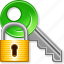 access key, password, protection, safety lock, secret code, security, unlock 