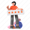 rating, star, review, feedback, satisfaction, marketing strategy, promotion, business, 3d character