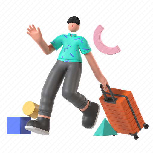 Trip, airport, flight, luggage, baggage, travel, holiday 3D illustration - Download on Iconfinder