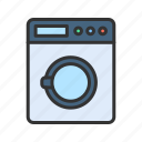 washing machine, tumble dry, laundry basket, washing program, clean clothes, dirty clothes, water, weighing machine