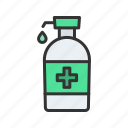 antiseptic, flask, powder, solvent, spray bottle, squeeze, freshener, brush