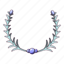 award, blue, cartoon, leaf, logo, object, wreath