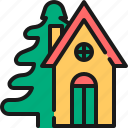 home, pine, tree, snow, christmas house