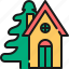 home, pine, tree, snow, christmas house 