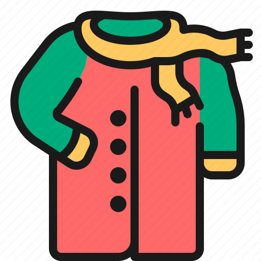 Jacket, coat, overcoat, winter, cloth, scarf icon - Download on Iconfinder