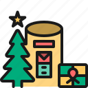 postbox, mailbox, christmas, pine, tree, winter