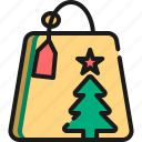 sack, sales, paper bag, shopping bag, christmas tree, price tag, pine tree