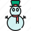 snowman, winter, ice, scarf, doll, snow 