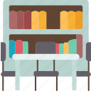 library, interior, bookshelves, study, literature
