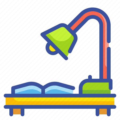 Book, education, lamp, library, school, study, table icon - Download on Iconfinder
