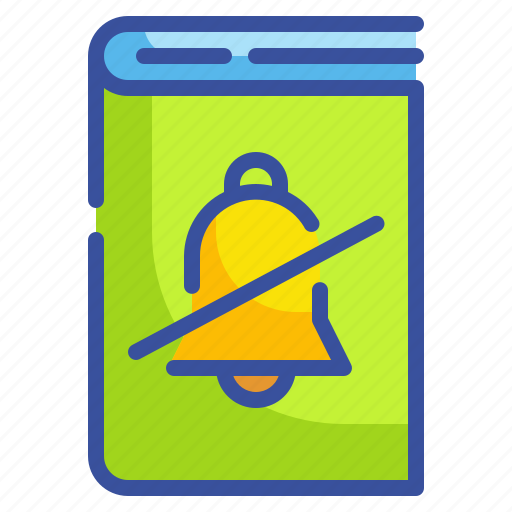 Bell, book, education, library, school, silent icon - Download on Iconfinder