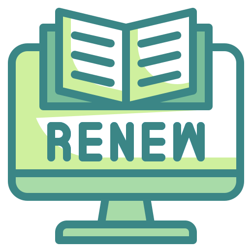 Book, computer, library, loan, online, renew, school icon - Free download