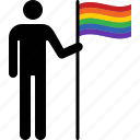 flag, gay, holding, man, person, pride, rainbow