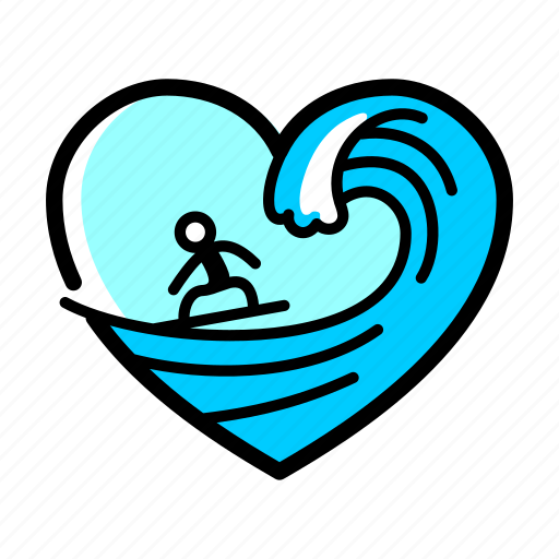Surfing, wave, lifestyle, heart, love, day, sport icon - Download on Iconfinder