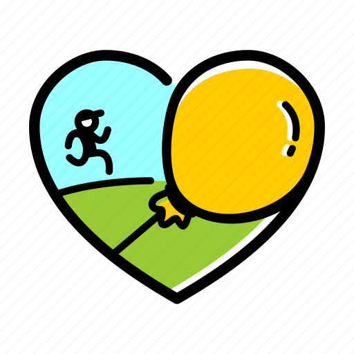Balloon, boy, lifestyle, heart, love, running, day icon - Download on Iconfinder