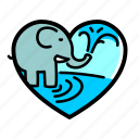 elephant, water, lifestyle, heart, love, animal, india