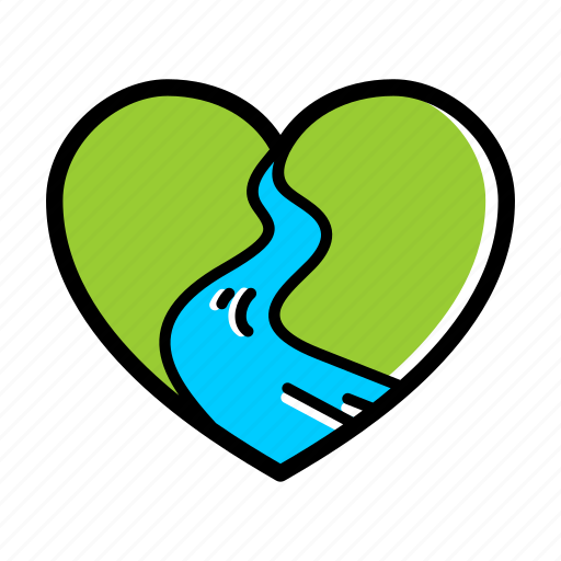 River, water, lifestyle, heart, love, romance, romantic icon - Download on Iconfinder