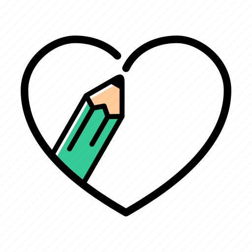 Pencil, draw, lifestyle, heart, love, romance, pen icon - Download on Iconfinder
