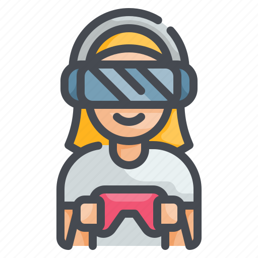 Gamer, gaming, reality, avatar, female icon - Download on Iconfinder